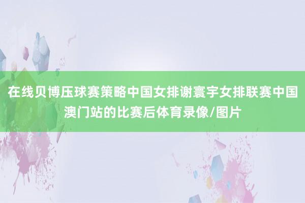 在线贝博压球赛策略中国女排谢寰宇女排联赛中国澳门站的比赛后体育录像/图片