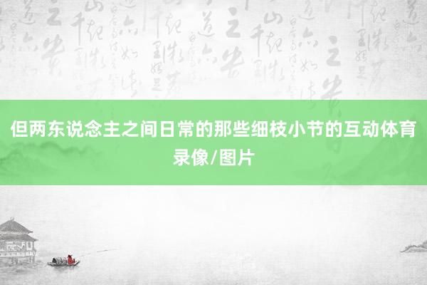 但两东说念主之间日常的那些细枝小节的互动体育录像/图片