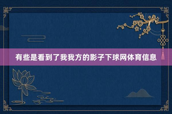 有些是看到了我我方的影子下球网体育信息