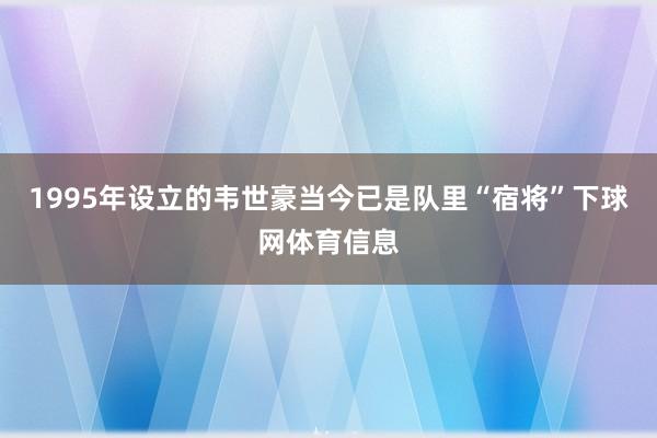 1995年设立的韦世豪当今已是队里“宿将”下球网体育信息