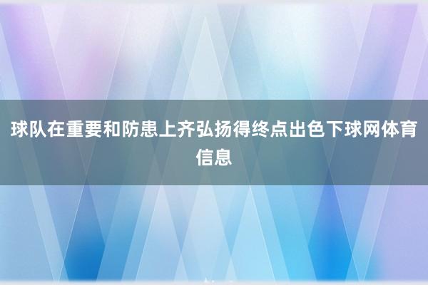 球队在重要和防患上齐弘扬得终点出色下球网体育信息